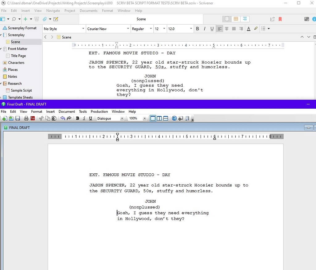 [LH4374] B40 Incorrect text wrapping in screenplay mode - Windows Beta ...