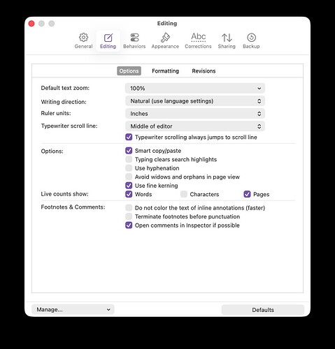 Scriv Settings Dialog