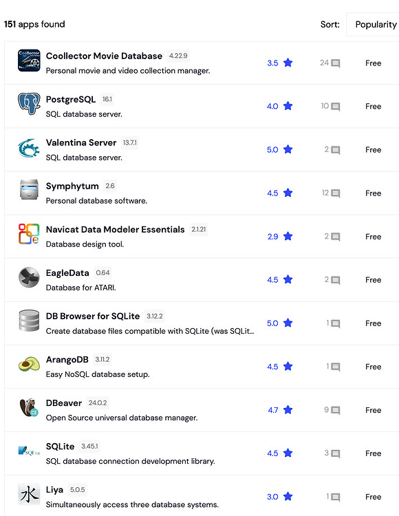 I need a simple, free, ready to use database for MAC - Other Software ...