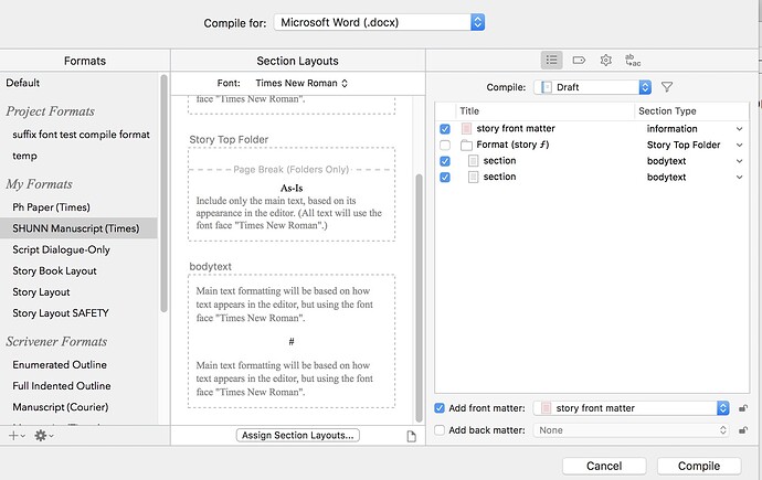 shunn compile dialog