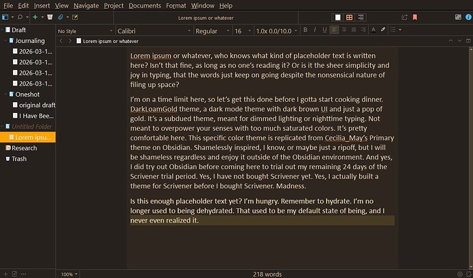 DarkLoamGold mainscreen