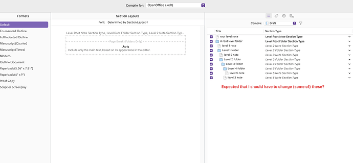 Compile step Section Type assignments