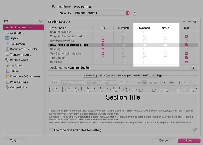 synopses and notes scrivener 3