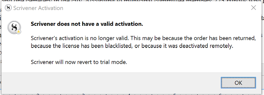Error message that activation is 