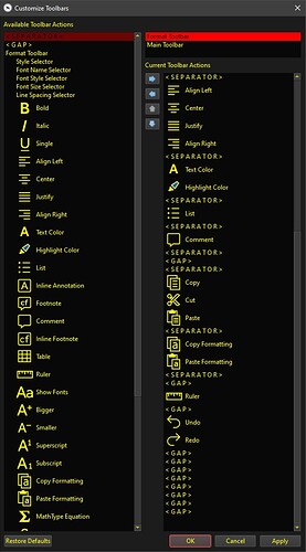 V3 toolbars - Format 2 Settings  v18 MELLOW YELLOW