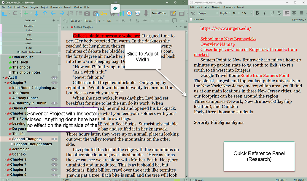 a sample of coding analysis on the transcriptions in... Separate Draft and Research projects: bad idea? - Scrivener ...