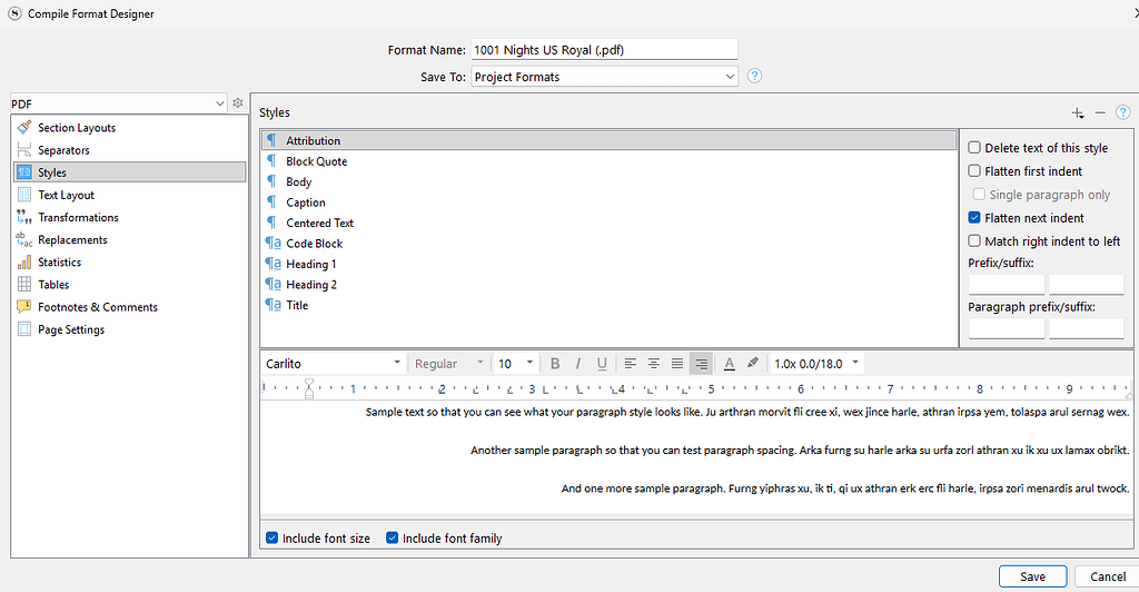 Adding / deleting styles in a compile format - Scrivener - Literature ...