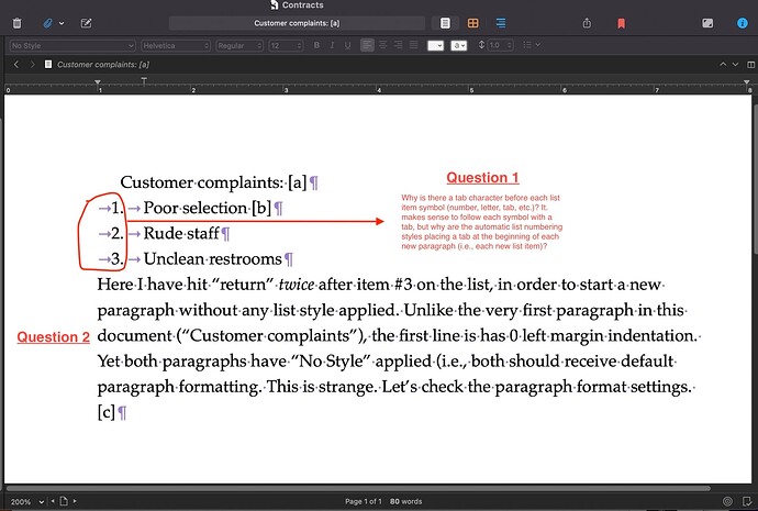 scrivener list numbering