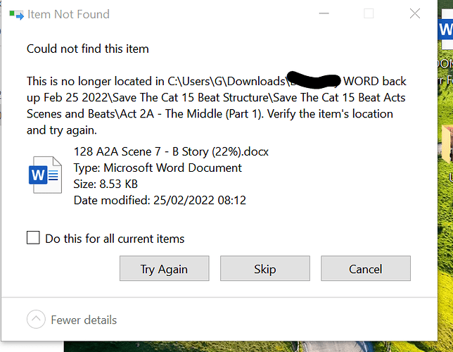 Scrivener Could Not Find This Item DOCX Back Up