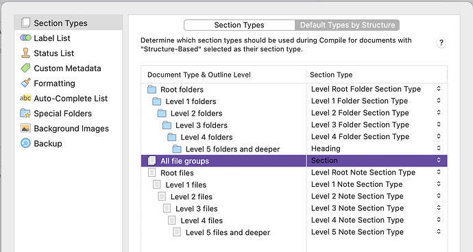 Section Type Assignments