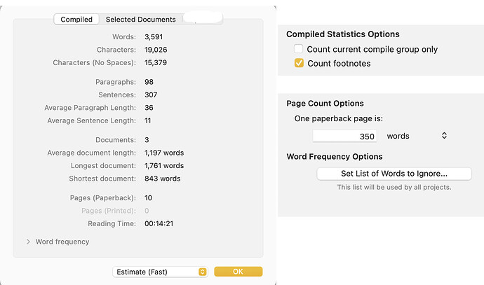 scrivener page count options suggestion