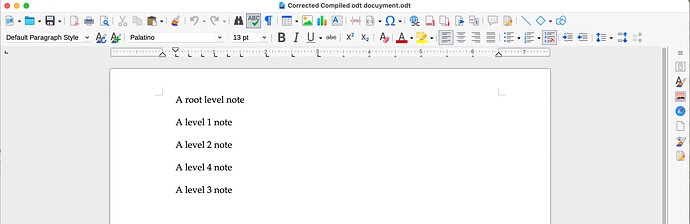 Compiled document opened in LibreOffice