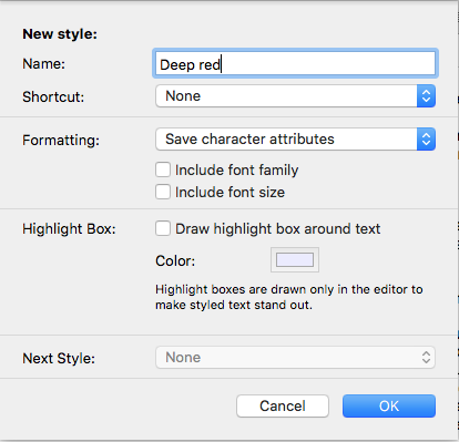 Changing color in text color selector - Scrivener for macOS ...