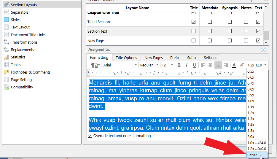 Paragraph spacing in compile scrivener for macos literature latte