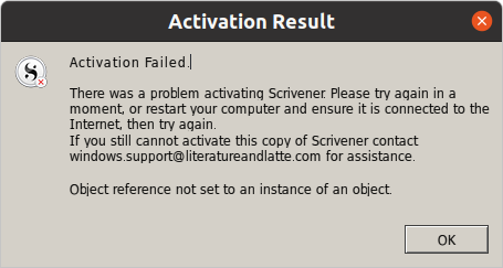Scriv activation failure