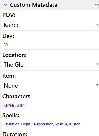 Scrivener Fonts - custom metadata