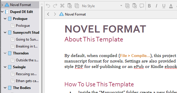 Triangle next to Novel format