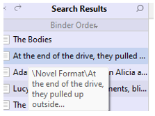 Hover over search results
