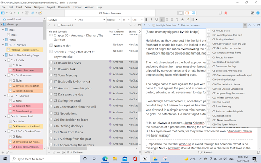 Scrivener Outline Screenshot