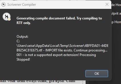 Scrivener to word error1