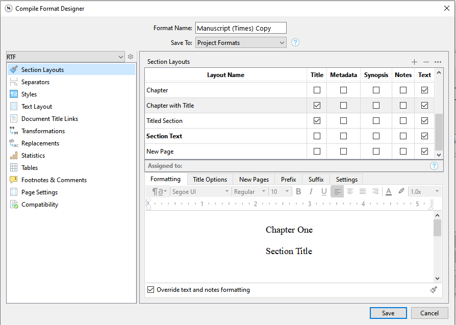 Changing chapter names won't work - Scrivener for Windows