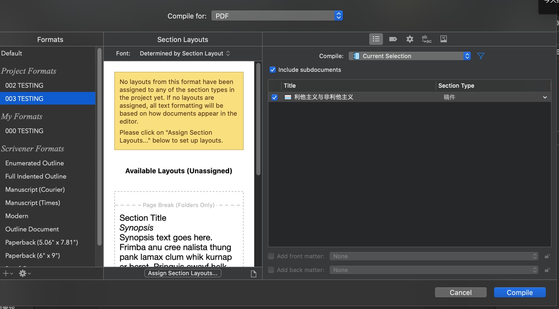 How does word count include synopsis scrivener literature latte